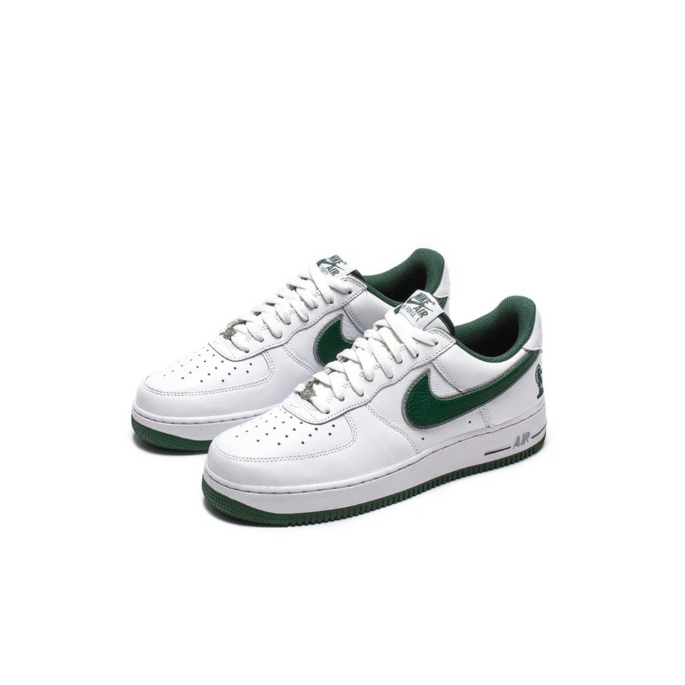 Nike Air Force 1 Low White Forest Green Chess Knight Sneakers Mens